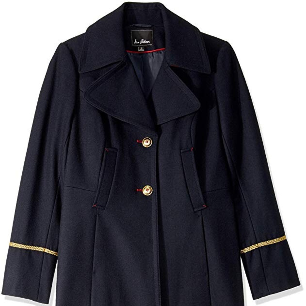 Sam Edelman Navy Trench Coat with Gold Accents